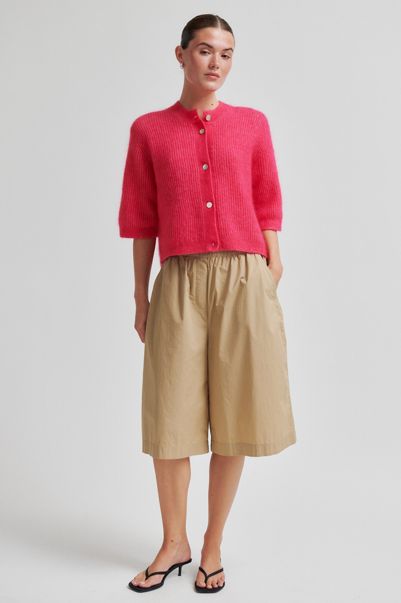 Andrea kortærmet cardigan - Raspberry Sorbet